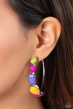 Load image into Gallery viewer, Paparazzi's Geometric Gamer - Pink Hoop earrings ~ New Releases