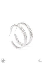 Load image into Gallery viewer, Paparazzi's GLITZY By Association - White hoop earrings (Blockbusters)