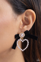 Load image into Gallery viewer, Paparazzi's BOW and Then - Gold &amp; Pearl post earrings
