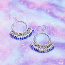 Load image into Gallery viewer, Paparazzi's Fringe Fanfare - Blue hoop earrings
