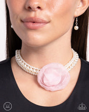 Load image into Gallery viewer, Paparazzi's Radiant Rosette - Pink &amp; Pearl necklace (Choker)
