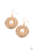 Load image into Gallery viewer, Paparazzi's Vintage Vortex - Gold &amp; Pearl hoop earrings
