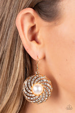 Load image into Gallery viewer, Paparazzi's Vintage Vortex - Gold &amp; Pearl hoop earrings
