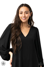 Load image into Gallery viewer, Paparazzi's Glitzy By Association - Black hoop earrings (Blockbusters)
