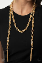 Load image into Gallery viewer, Paparazzi's SCARFed For Attention - Gold necklace (Blockbusters)
