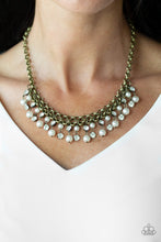 Load image into Gallery viewer, Paparazzi's You May Kiss The Bride - Brass Pearl necklace
