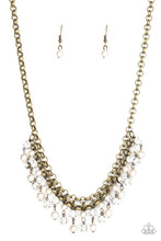 Load image into Gallery viewer, Paparazzi's You May Kiss The Bride - Brass Pearl necklace
