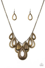 Load image into Gallery viewer, Paparazzi's Teardrop Tempest - Brass necklace

