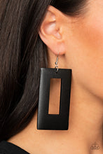 Load image into Gallery viewer, Paparazzi's Totally Framed - Black Wood earrings
