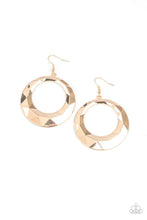 Load image into Gallery viewer, Paparazzi's Fiercely Faceted - Gold hoop earrings
