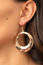 Load image into Gallery viewer, Paparazzi's Fiercely Faceted - Gold hoop earrings
