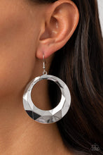 Load image into Gallery viewer, Paparazzi's Fiercely Faceted - Silver hoop earrings
