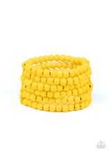 Load image into Gallery viewer, Paparazzi's Diving In Maldives - Yellow wood bracelet
