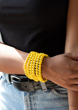Load image into Gallery viewer, Paparazzi's Diving In Maldives - Yellow wood bracelet
