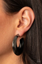 Load image into Gallery viewer, Paparazzi's Chic CRESCENTO - Black hoop earrings
