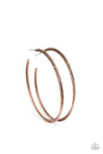 Load image into Gallery viewer, Paparazzi's Curved Couture - Copper hoop earrings
