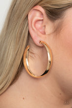 Load image into Gallery viewer, Paparazzi's BEVEL In It - Gold hoop earrings
