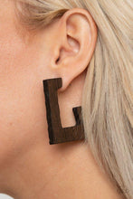 Load image into Gallery viewer, Paparazzi's The Girl Next OUTDOOR - Brown Wood hoop earrings
