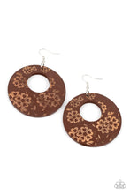 Load image into Gallery viewer, Paparazzi's Galapagos Garden - Brown Wood hoop earrings
