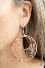 Load image into Gallery viewer, Paparazzi's Artisan Applique - Copper hoop earrings
