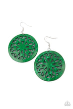Load image into Gallery viewer, Paparazzi's Ocean Canopy - Green Wood hoop earrings
