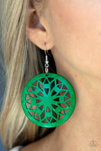 Load image into Gallery viewer, Paparazzi's Ocean Canopy - Green Wood hoop earrings
