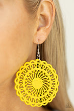 Load image into Gallery viewer, Paparazzi's Island Sun - Yellow Wood earrings
