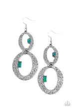 Load image into Gallery viewer, Paparazzi's OVAL and OVAL Again - Green hoop earrings
