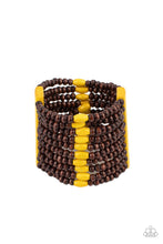 Load image into Gallery viewer, Paparazzi's Tropical Trendsetter - Yellow wood bracelet
