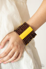 Load image into Gallery viewer, Paparazzi's Tropical Trendsetter - Yellow wood bracelet
