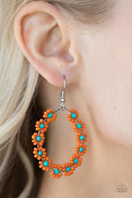 Load image into Gallery viewer, Paparazzi's Festively Flower Child - Orange Seed Beads hoop earrings
