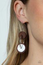 Load image into Gallery viewer, Paparazzi's Artisanal Aesthetic - White Wood hoop earrings
