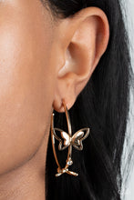 Load image into Gallery viewer, Paparazzi's Full Out Flutter - Gold hoop earrings
