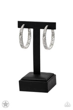 Load image into Gallery viewer, Paparazzi's GLITZY By Association - White hoop earrings (Blockbusters)
