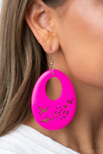 Load image into Gallery viewer, Paparazzi's Home TWEET Home - Pink Wood hoop earrings

