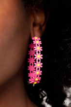Load image into Gallery viewer, Paparazzi's Daisy Disposition - Pink hoop earrings
