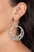 Load image into Gallery viewer, Paparazzi's Enchanted Effervescence - Green &amp; Iridescent hoop earrings
