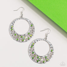 Load image into Gallery viewer, Paparazzi's Enchanted Effervescence - Green &amp; Iridescent hoop earrings
