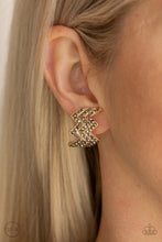 Load image into Gallery viewer, Paparazzi's Fast As Lightning - Gold Clip-On Earrings
