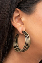 Load image into Gallery viewer, Paparazzi's In Sync - Brass hoop earrings
