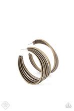 Load image into Gallery viewer, Paparazzi's In Sync - Brass hoop earrings
