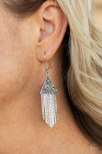 Load image into Gallery viewer, Paparazzi's Pyramid SHEEN - Silver earrings
