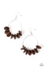 Load image into Gallery viewer, Paparazzi's Surf Camp - Brown Wood Hoop earrings
