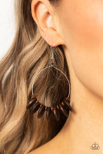 Load image into Gallery viewer, Paparazzi's Surf Camp - Brown Wood Hoop earrings
