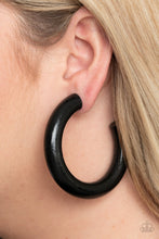 Load image into Gallery viewer, Paparazzi's I WOOD Walk 500 Miles - Black hoop earrings
