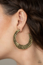 Load image into Gallery viewer, Paparazzi's The Hoop Up - Brass Hoop earrings
