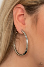 Load image into Gallery viewer, Paparazzi's Curve Ball - Silver hoop earrings
